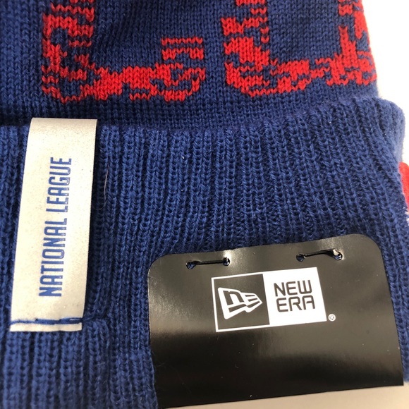 Cubs Knit Hat Pom Fleece Lined National League - Picture 2 of 6